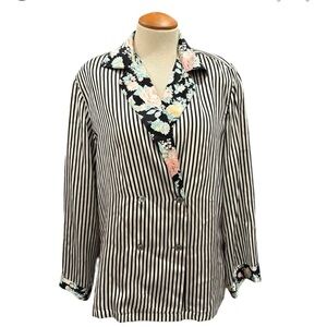 Vintage Silk Victoria Secret gold label striped blazer